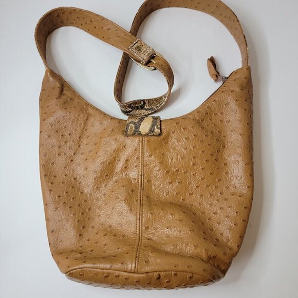 Superb Vintage Ostrich and Snakeskin Shoulder Bag - Picture 4 of 12